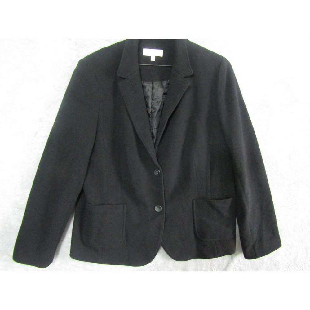 Talbots Black‎ Textured Blazer Jacket Single Button Pockets Size 16